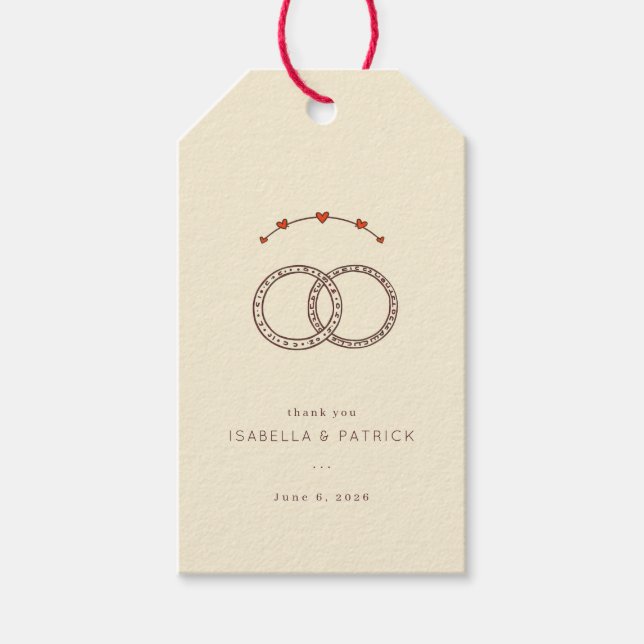 Elegant Beige Interlocking Rings Gift Tags (Front)