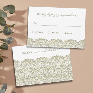 Elegant beige lace RSVP card