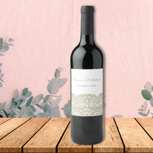 Elegant Beige lace Wine Label