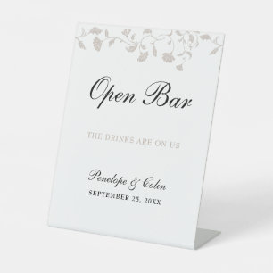 Elegant Beige Library Book Cover Open Bar Pedestal Sign