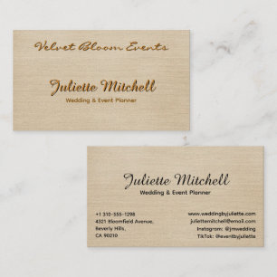 Elegant Beige Linen Event & Wedding Planner Card
