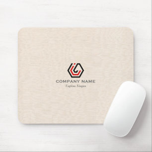 Elegant Beige Linen & stand in logo Mouse Pad