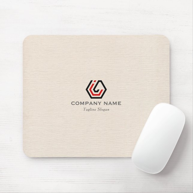 Elegant Beige Linen & stand in logo Mouse Pad (With Mouse)