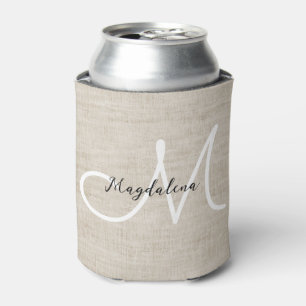 Elegant beige linen texture can cooler