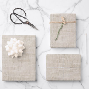 Elegant beige linen texture wrapping paper sheet