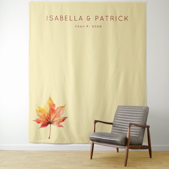 Elegant Beige Maple Leaf Tapestry (In Situ)