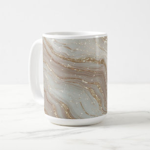 Elegant Beige Marble Background With Gold Glitter Coffee Mug