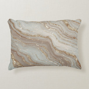 Elegant Beige Marble Background With Gold Glitter Decorative Cushion