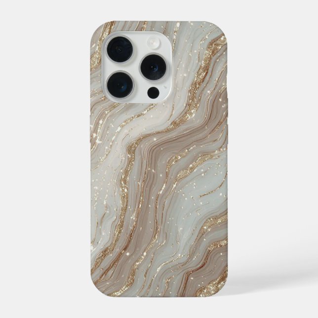 Elegant Beige Marble Background With Gold Glitter iPhone Case (Back)