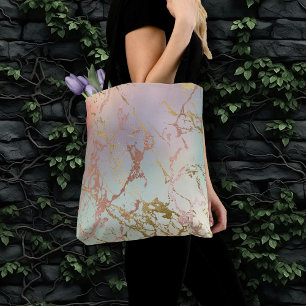 Elegant Beige Marble   Mint Sage Green Rose Gold Tote Bag