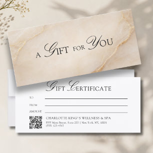 Elegant Beige Marble QR Code Gift Certificate