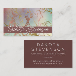 Elegant Beige Marble Sage and Rose Gold Monogram Business Card