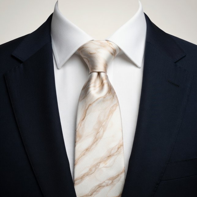 Elegant Beige Marble Tie | Luxury Neutral Stone  (Creator Uploaded)