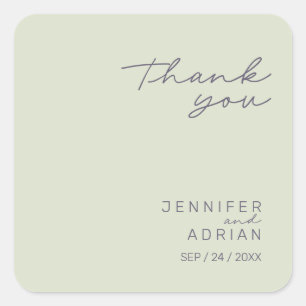 Elegant Beige Minimal Thank You Wedding  Square Sticker