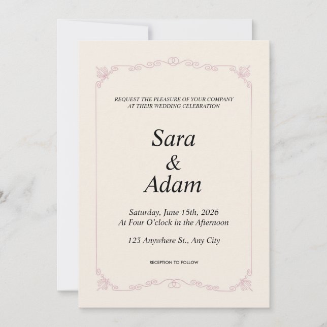 Elegant Beige Minimal Wedding Invitation | Editabl (Front)