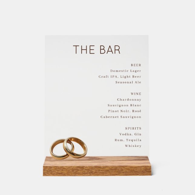 Elegant Beige Minimalist Bar Menu Acrylic Sign (Front)