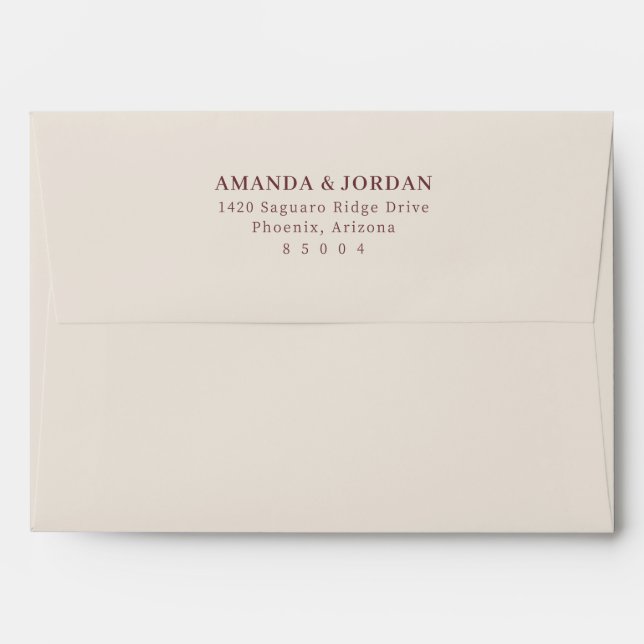 Elegant Beige Minimalist Calligraphy Envelope (Back (Top Flap))