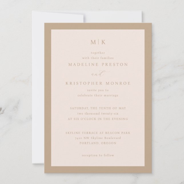 Elegant Beige Minimalist Calligraphy Invitation (Front)
