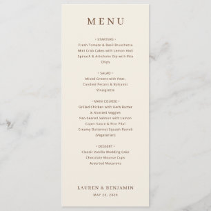 Elegant Beige Minimalist Menu