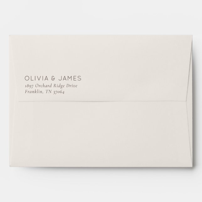 Elegant Beige Minimalist Names Envelope (Back (Top Flap))