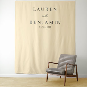 Elegant Beige Minimalist Names Tapestry