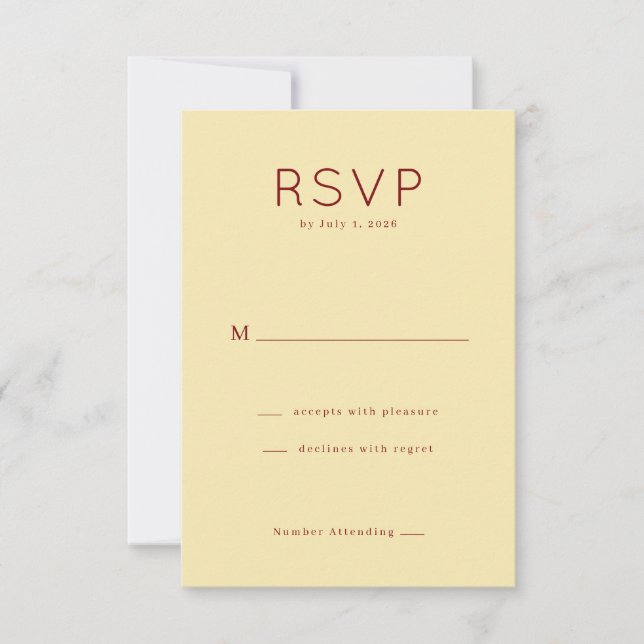 Elegant Beige Minimalist RSVP Card (Front)