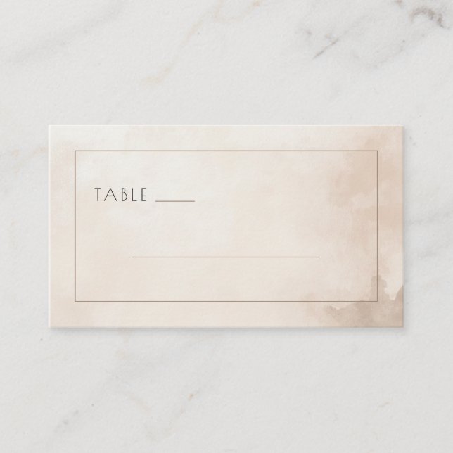 Elegant Beige Minimalist Table Sign Place Card (Front)