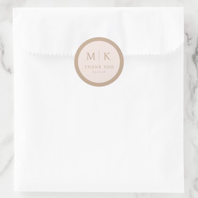 Elegant Beige Minimalist Thank You Sticker (Bag)