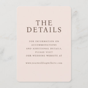 Elegant Beige Minimalist Wedding Details Enclosure Card