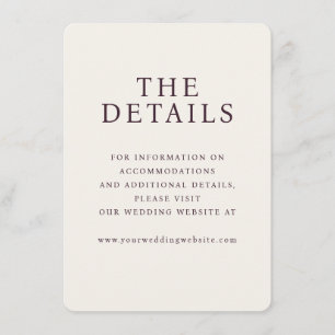 Elegant Beige Minimalist Wedding Details Enclosure Card
