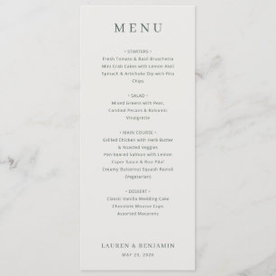 Elegant Beige Minimalist Wedding Menu