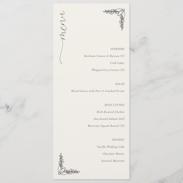 Elegant Beige Minimalist Wedding Menu (Front)