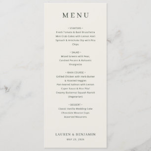 Elegant Beige Minimalist Wedding Menu