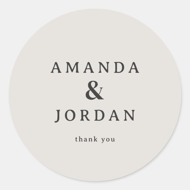 Elegant Beige Minimalist Wedding Stickers (Front)
