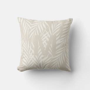Elegant Beige Palm Leaves Personalised Cushion