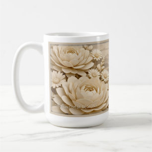 Elegant Beige Paper-Cut Floral LandscapeMug Coffee Mug
