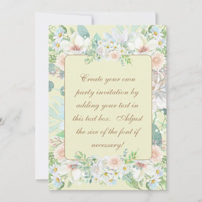 Elegant Beige Pastel Floral Garden Party Invitation (Front)