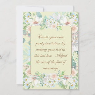 Elegant Beige Pastel Floral Garden Party Invitation
