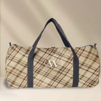 Elegant beige plaid pattern monogram