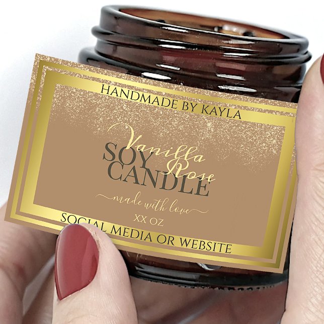 Elegant Beige Product Packaging Labels Gold Frame (Creator Uploaded)