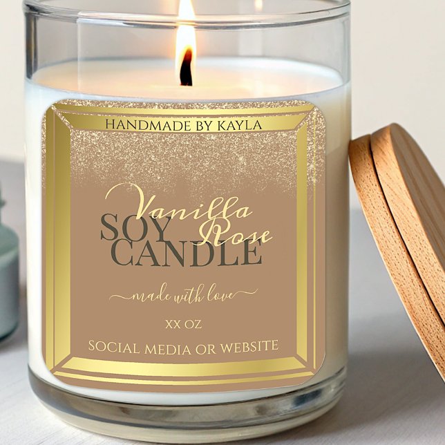 Elegant Beige Product Packaging Labels Gold Frame (Creator Uploaded)