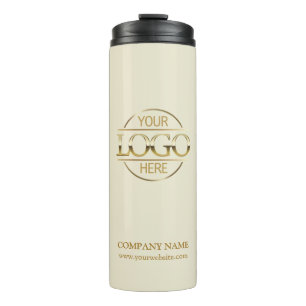 Elegant Beige Promotional Company Business Logo Thermal Tumbler