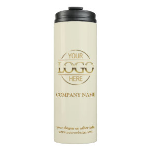 Elegant Beige Promotional Company Business Logo Thermal Tumbler