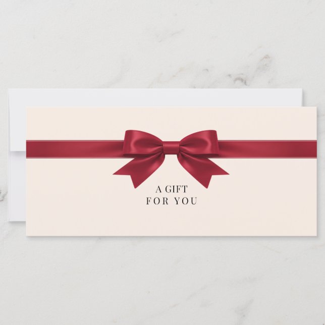 Elegant Beige Red Bow Gift Certificate (Front)