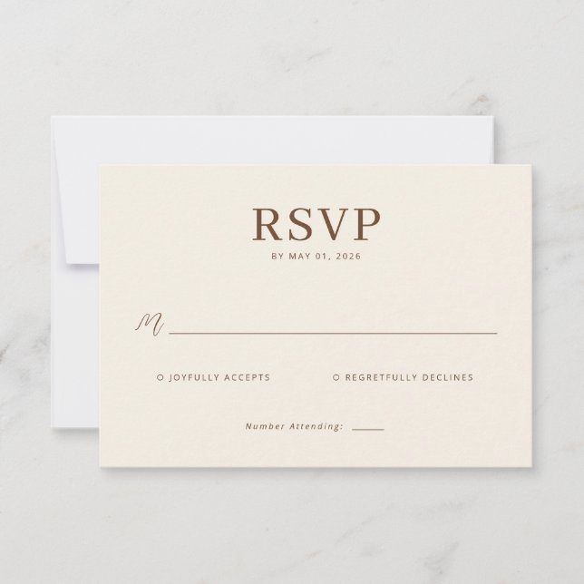 Elegant Beige RSVP Card (Front)
