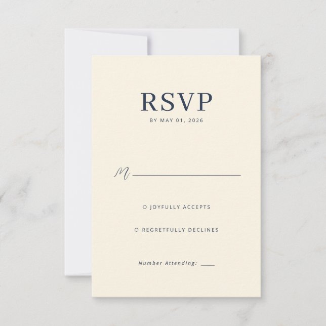 Elegant Beige RSVP Card (Front)