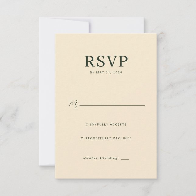 Elegant Beige RSVP Card (Front)