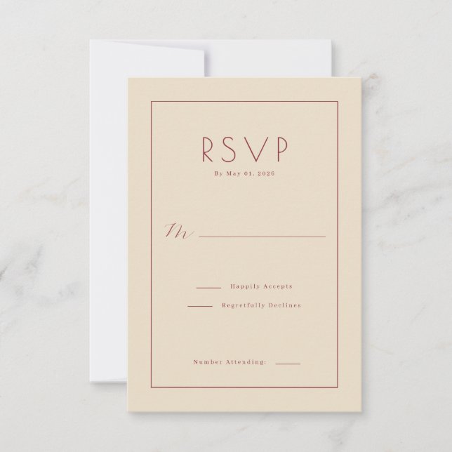 Elegant Beige RSVP Card (Front)