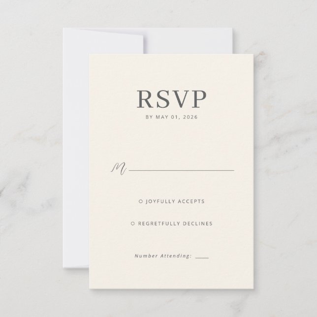 Elegant Beige RSVP Card (Front)