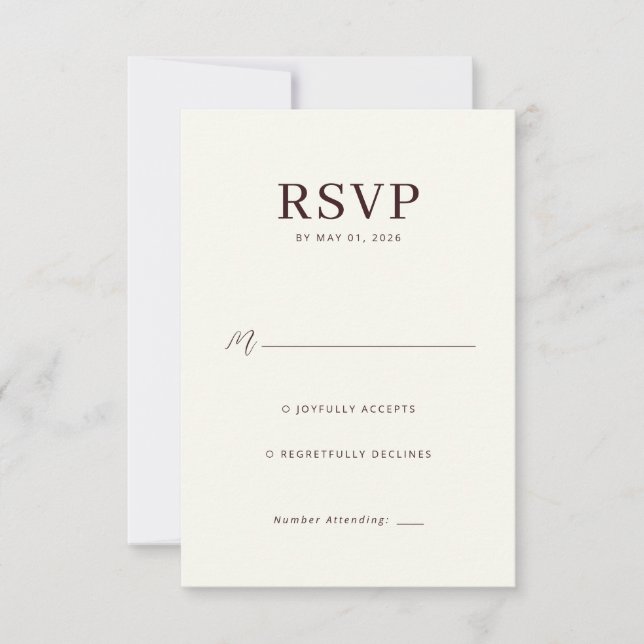Elegant Beige RSVP Card (Front)